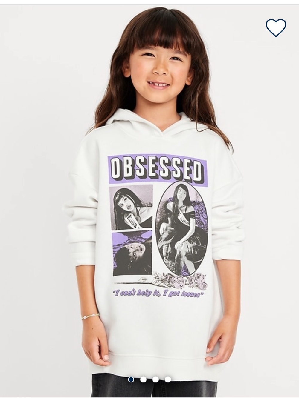 Old Navy Olivia Rodrigo White Hoodie with Purple Graphic 'Obsessed'